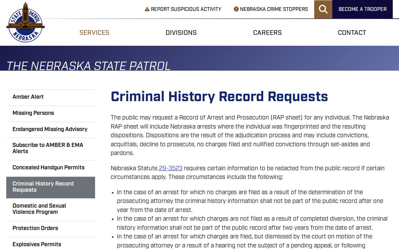 Thomas County criminal court cases and Nebraska State Patrol RAP requests