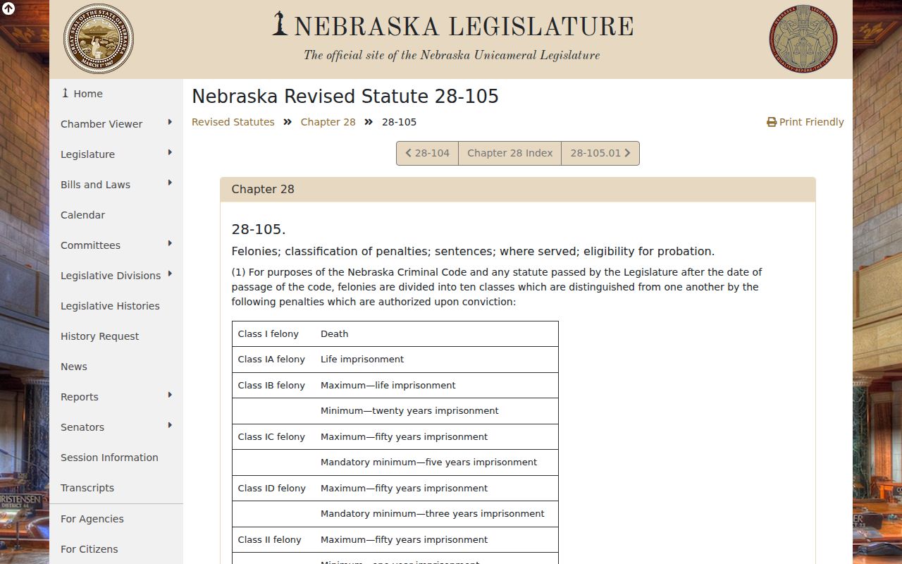 Thomas County criminal court cases Nebraska felony class statute
