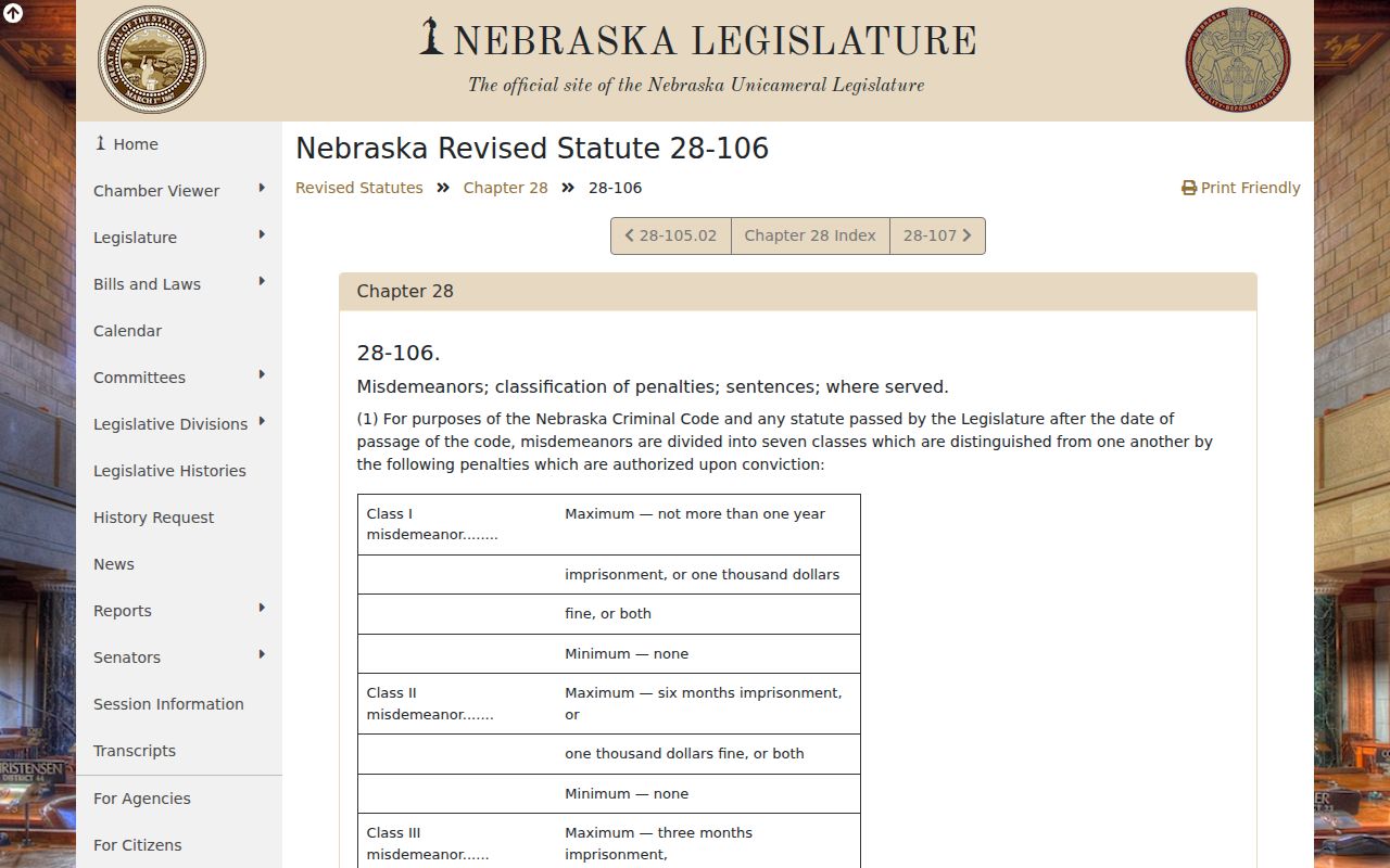 Thomas County criminal court cases Nebraska misdemeanor class statute