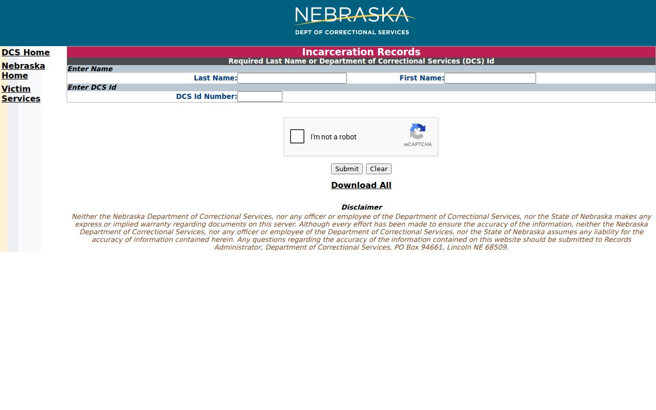 Thomas County criminal custody research through NDCS