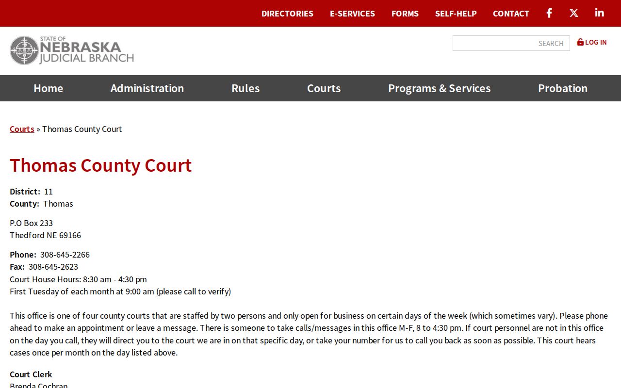 Thomas County criminal court records contact listing