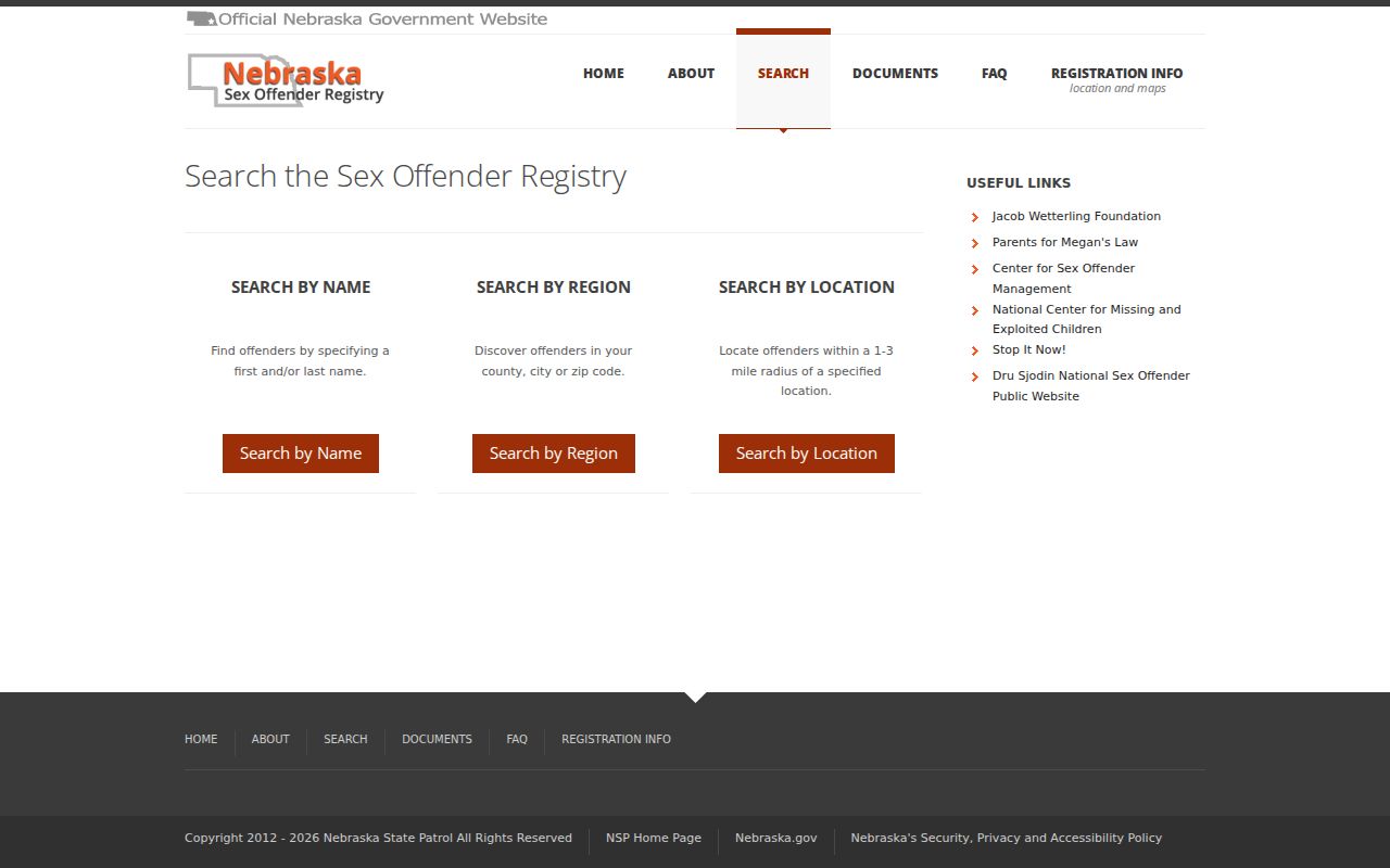 Thomas County sex offender check Nebraska registry search routes